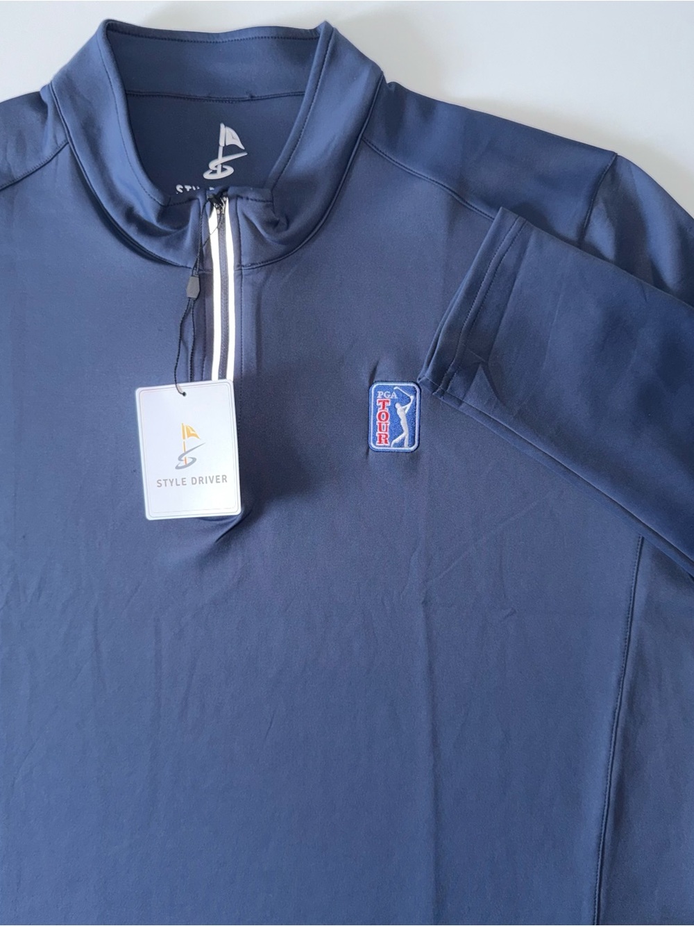 NWT StyleDriver PGA Tour Quarter Zip Pullover Men's XXL Navy Performance Stretch